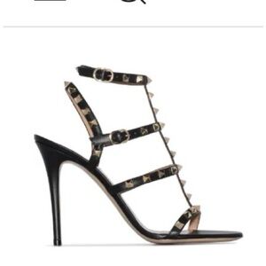 Valentino Garavani 100 Rockstud black leather high-heel sandals  39.5 9.5